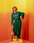 Jade Green Festive Tie Up Kurta Dress (CB-Yoke)