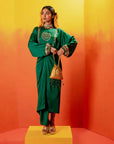 Jade Green Festive Tie Up Kurta Dress (CB-Yoke)