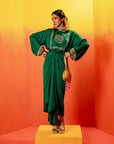 Jade Green Festive Tie Up Kurta Dress (CB-Yoke)