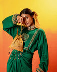 Jade Green Festive Tie Up Kurta Dress (CB-Yoke)