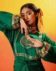 Jade Green Festive Tie Up Kurta Dress (CB-Yoke)