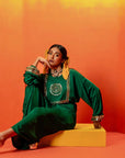 Jade Green Festive Tie Up Kurta Dress (CB-Yoke)
