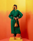 Jade Green Festive Tie Up Kurta Dress (CB-Yoke)