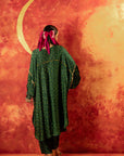 Ajrak Green Bandhage Antifit Kurta (AJV) + Pants