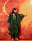 Ajrak Green Bandhage Antifit Kurta (AJV) + Pants