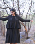 Belfast Black Organic Kala Cotton Mirror Work Kedia Blouse