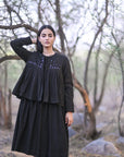 Belfast Black Organic Kala Cotton Mirror Work Kedia Blouse