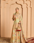Pista Green Mayur Short Kurta With Sharara