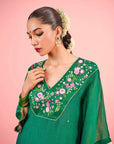 Panna Chanderi Kurta Set - M