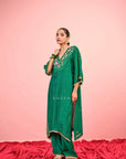 Panna Chanderi Kurta Set - M