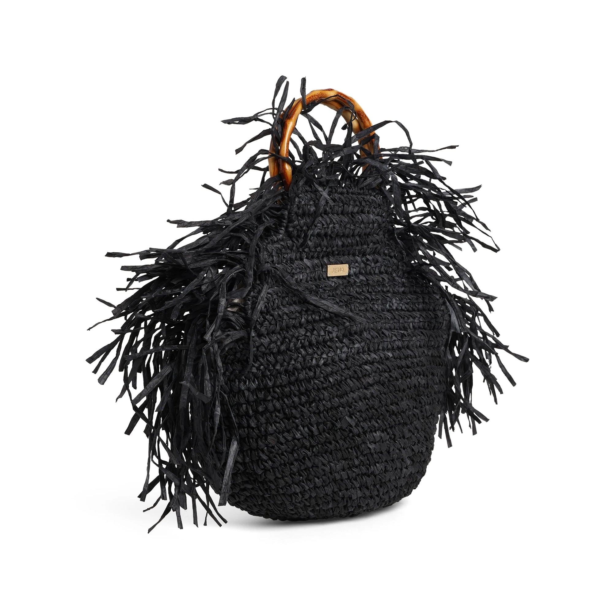 RAFFIA BAG WITH BAMBOO HANDLE