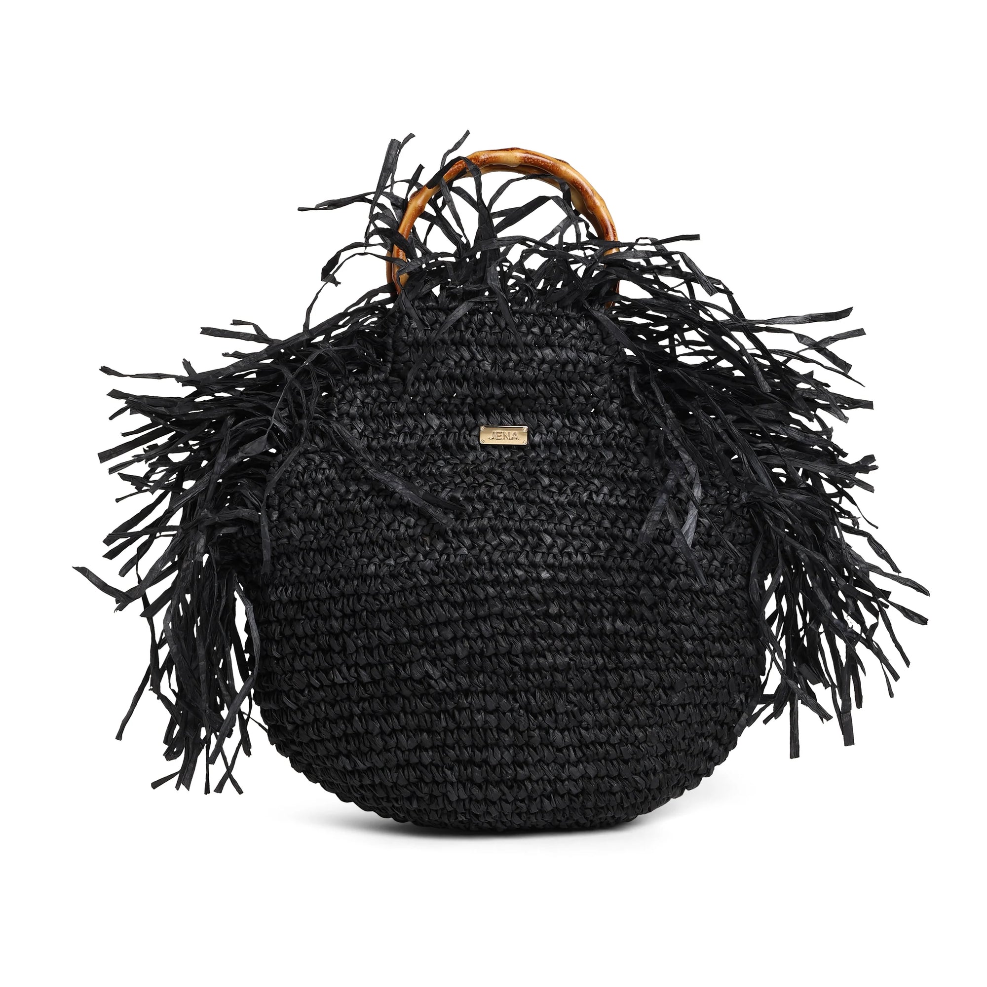 RAFFIA BAG WITH BAMBOO HANDLE