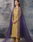 Mehrang Olive Green Straight Long Kurta Set