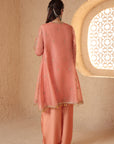 Mehrang Peach Short Pheran Kurta Set