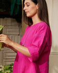 Fuchsia Corsage Kurta Set
