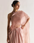Layered Wave Pre Stitched Saree Rose Gold