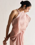 Layered Wave Pre Stitched Saree Rose Gold