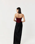 Moss Forest Embroidered Corset Set- Black & Red
