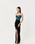 Moss Forest Applique Corset Set- Emerald Teal