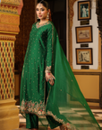 Ahista Green Mayur Applique Long Kurta Set