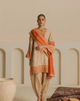 Beige-Rust Kurta Set