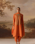 Rust Draped Dhoti Kurta Set
