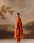 Rust Draped Dhoti Kurta Set