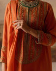Rust Draped Dhoti Kurta Set