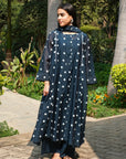 Midnight Blue Polka Dot Kurta Set