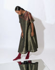 Stardust Greige Drop Shoulder Mandarin Dress
