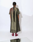 Stardust Greige Drop Shoulder Mandarin Dress