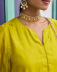 Lime Zardozi Embroidered Kurta Set