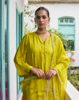 Lime Zardozi Embroidered Kurta Set