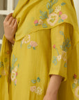 Marigold Kurta With Multicolour Floral Applique