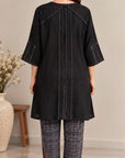 Beadwork Top With Pants In Black
