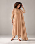 Beige Kurta Set With Zari