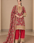 Red Floral Print Kurta Set