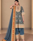 Khwab Peplum Kurta Set In Teal