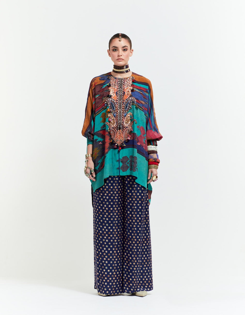 Multi Kuru Trapeze Kurti with Pants