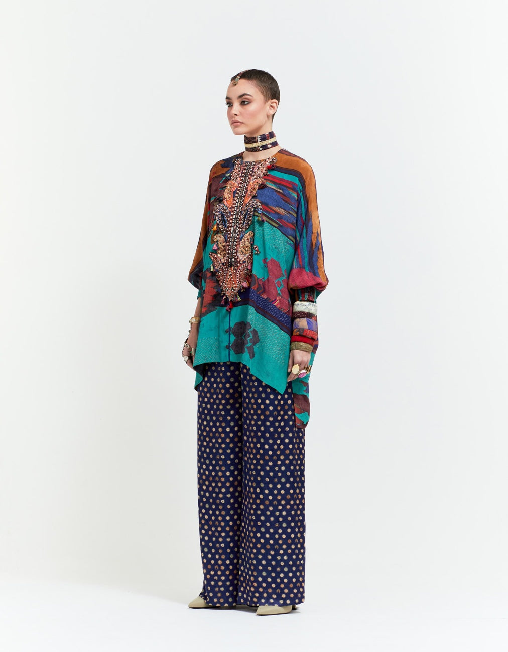 Multi Kuru Trapeze Kurti with Pants