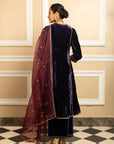 ANOKHI BLUE SILK VELVET HANDCRAFTED KURTA SET
