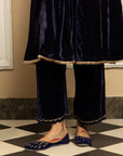 ANOKHI BLUE SILK VELVET HANDCRAFTED KURTA SET