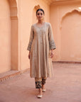 Gold Kurta With Brocade Pants