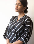 Black Lehriya Kurta Set