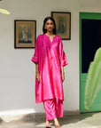 Fuchsia Silk Kurta Set