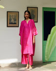 Fuchsia Silk Kurta Set