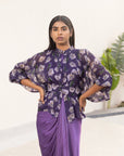 Camellia draped gown with shirt