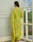 Lime Kurta Set With Applique