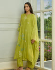 Lime Kurta Set With Applique