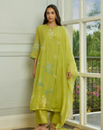 Lime Kurta Set With Applique